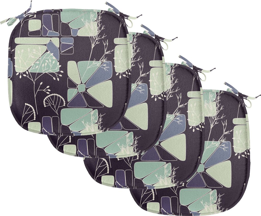 ABAKUHAUS Blumen Polster für Esszimmerstühle, Geometrische weiche Feder, Dekoratives wasserfestes Kissen mit Riemen für Küchensitze, 40 cm x 40...