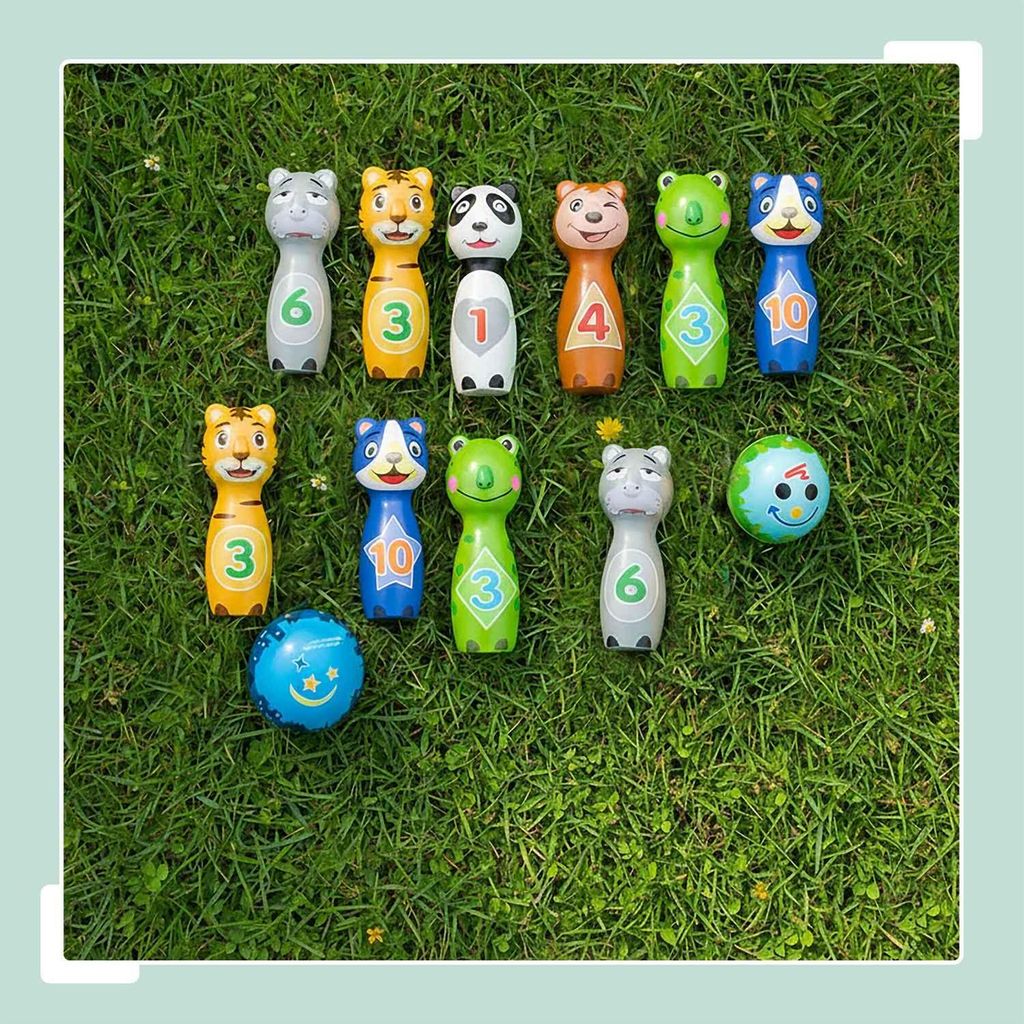 Bowling-Set für Kinder mit Tiermotiven - 10 Kegel, 2 Kugeln