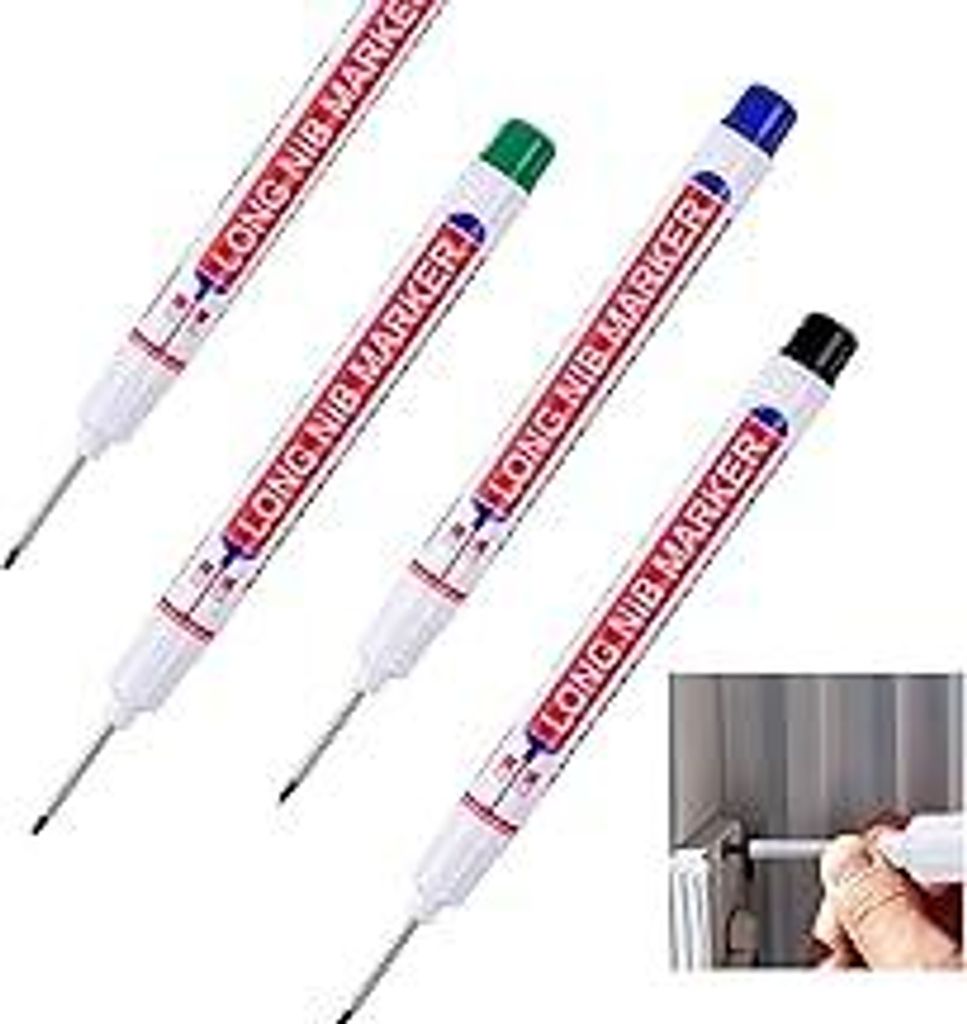 Tieflochmarker, Vaktop 4 Stück Bohrlochmarker, 20mm Spitze Tiefenlochmarker, Markierungsstift für Holz, Kunststoff, Wand, Metall, Karton Baustell...