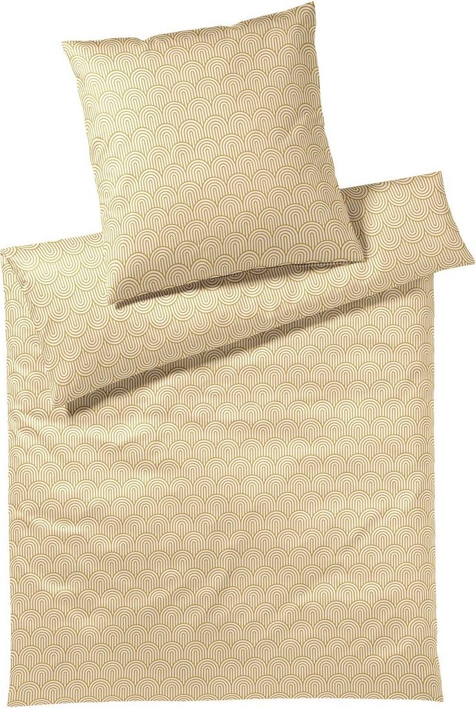 elegante Mako-Satin Bettwäsche-Garnitur Maison Arcs Farbe Gold Größe 135x200+80x80