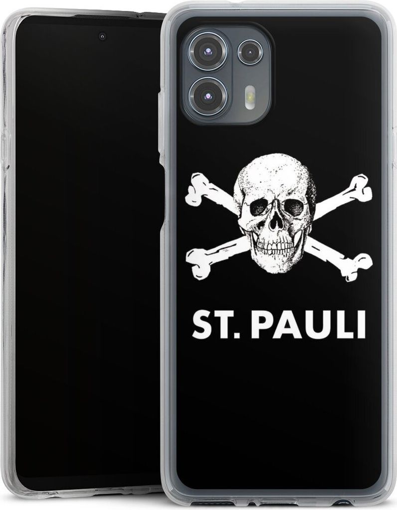 DeinDesign Handyhülle für Motorola Moto Edge 20 Lite Silikon Hülle Case Smartphone Schutzhülle FC St. Pauli Offizielles Lizenzprodukt Totenkopf