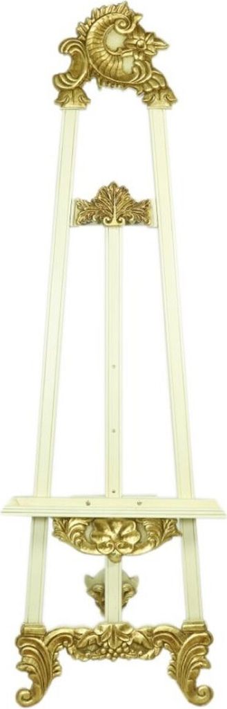 Casa Padrino Barock Staffelei Weiß / Gold 55 x H. 170 cm - Prunkvolle Massivholz Staffelei mit ausklappbarem Ständer