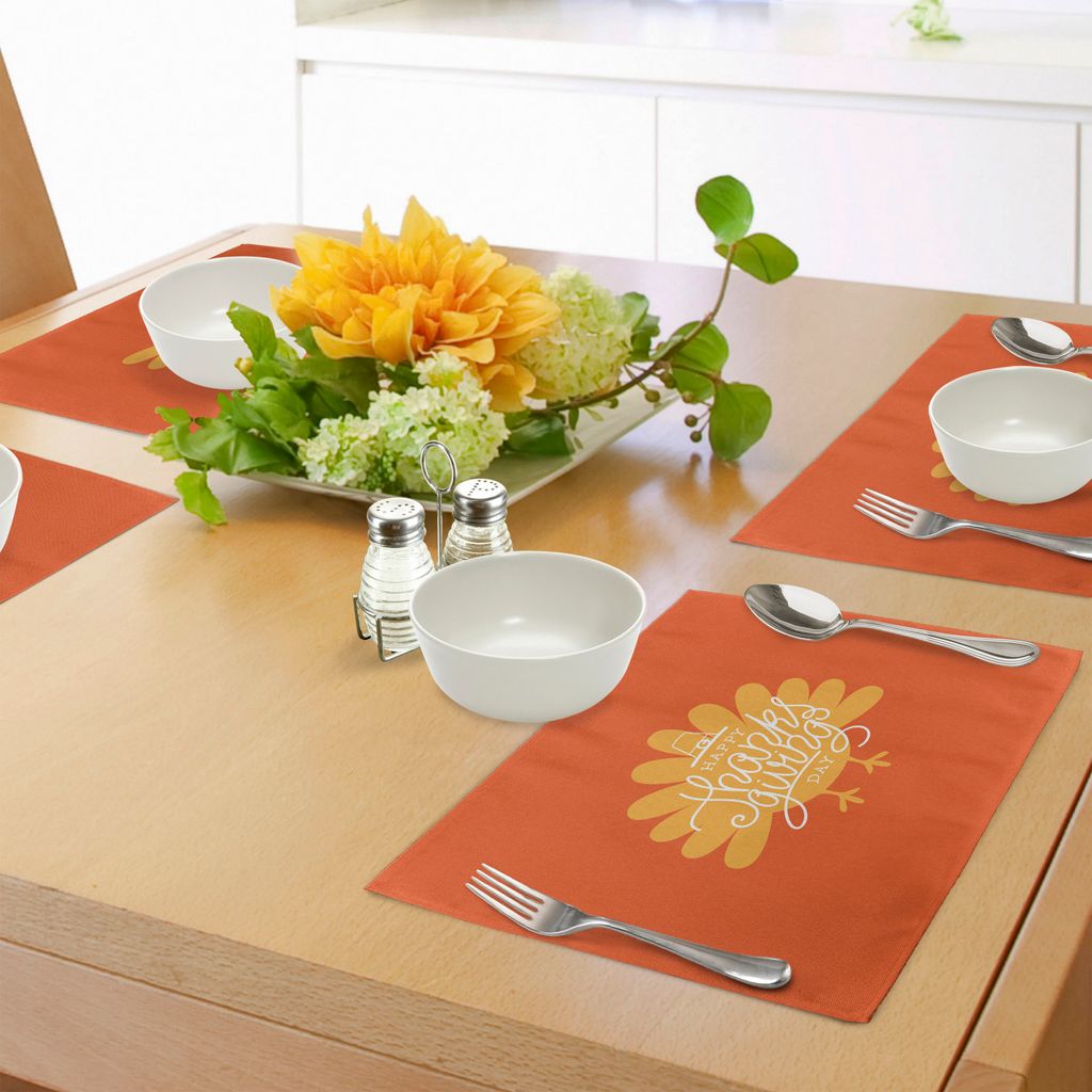 ABAKUHAUS Truthahn Platzmatten, Erntedankfest-Thema mit Geflügel-Schattenbild-Herbst-Jahreszeit November, Tiscjdeco aus Farbfesten Stoff für das ...