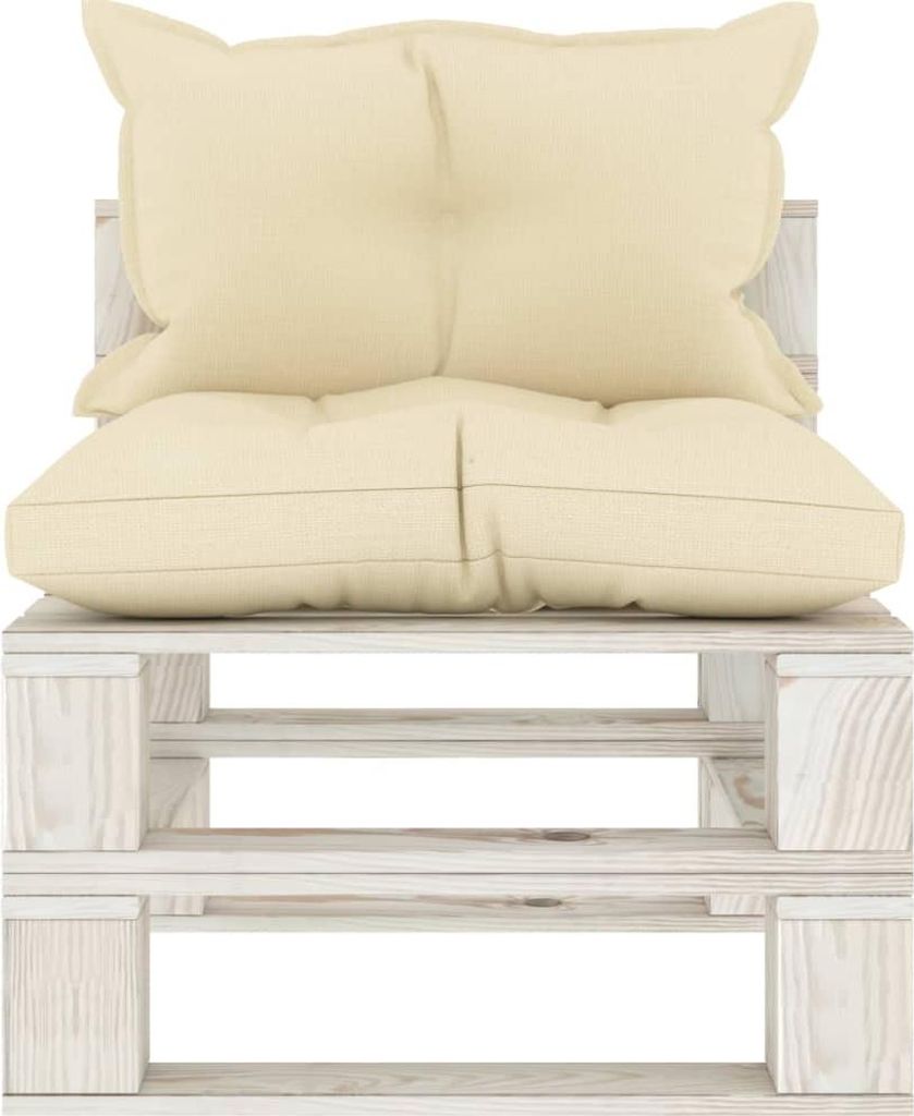vidaXL Garten-Paletten-Mittelsofa mit Kissen in Creme Holz Produktbild 