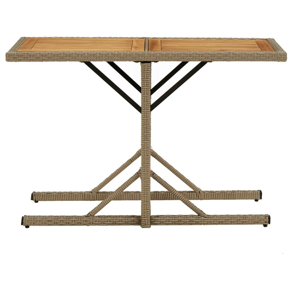 Tavolo Design vidaXL Beige: Legno di Acacia Massiccio e Rattan PE