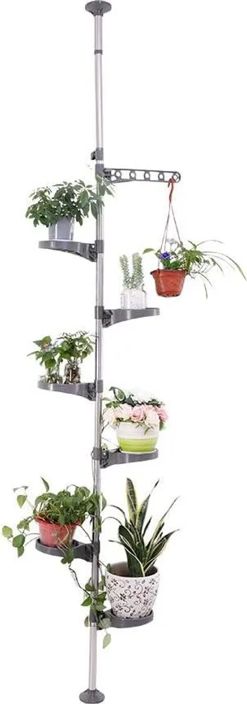 Support à plantes pour balcon et salon gris métal extensible 230-290 cm - 2