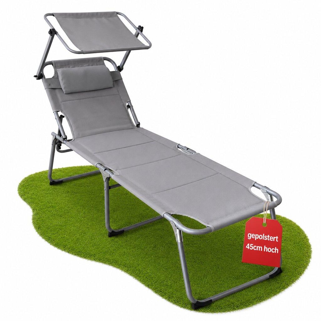 BigDean Sonnenliege klappbar gepolstert mit Kopfkissen & Produktbild 