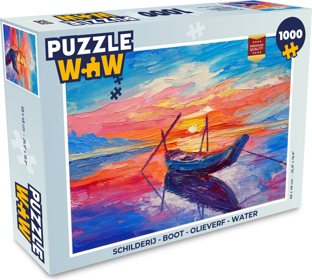 MuchoWow Puzzle 1000 Teile Malerei - Boot - Ölfarbe - Wasser - Erwachsene - Rätsel