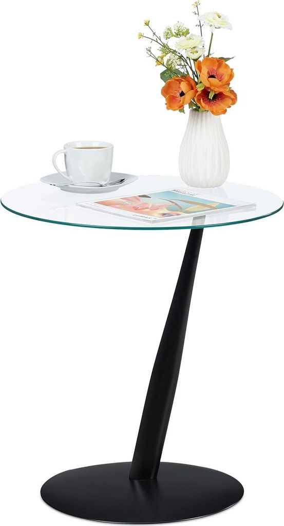 Relaxdays Beistelltisch, runder Couchtisch, H x D: 49 x 45 Produktbild 