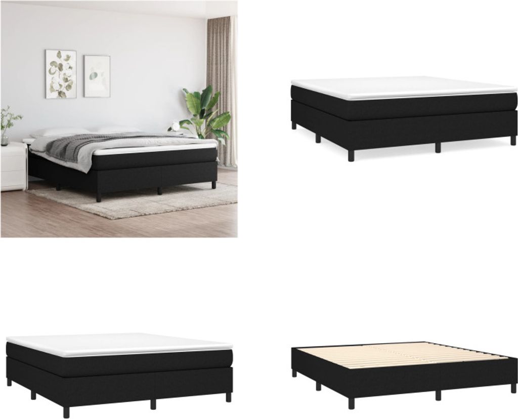 vidaXL Boxspringbett mit Matratze Schwarz 160x200 cm Stoff - Boxspringbett - Boxspringbetten - Bett - Schlafzimmermöbel