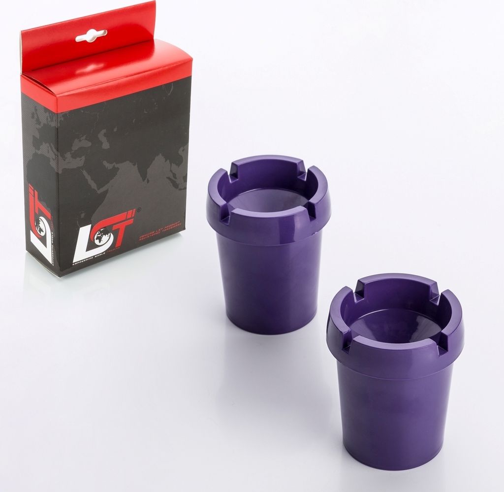 2x Aschenbecher Sturmaschenbecher rauchfrei Getränkehalter lila Kunststoff