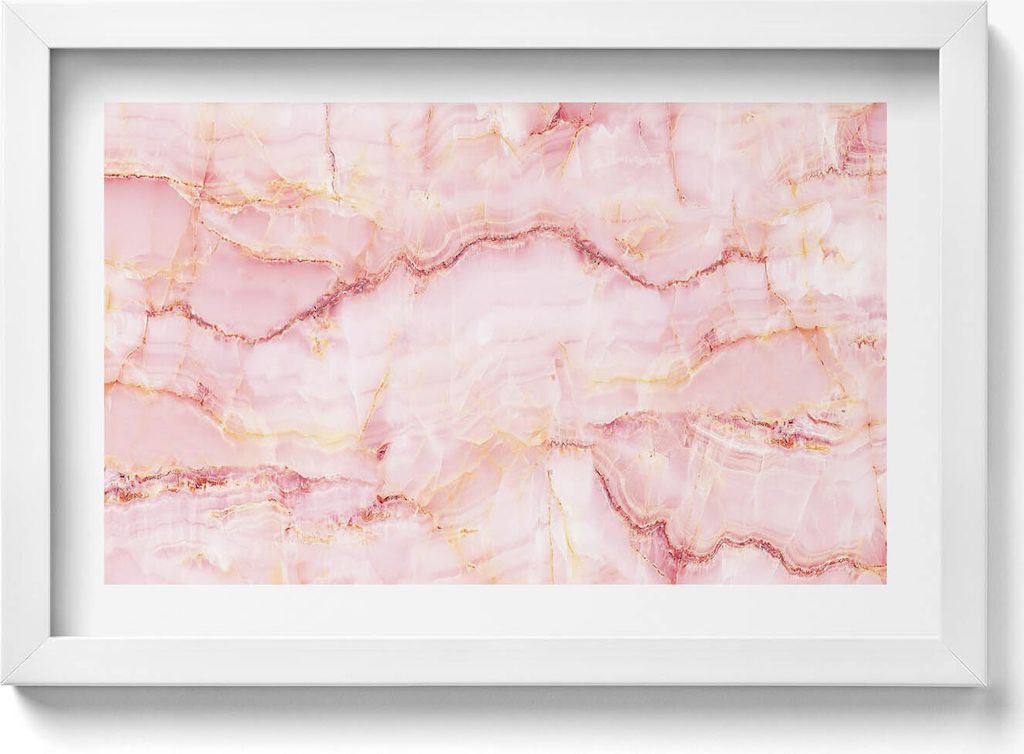 Rosa Marmor Textur– Wandbild mit Rahmen – Gerahmtes Bild – Wanddekoration – 30x20 cm – Weiß Rahmen