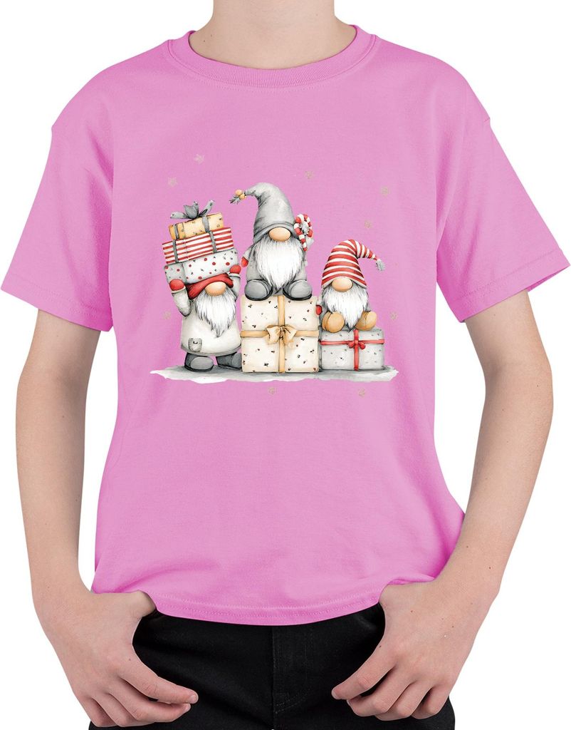 Weihnachtswichtel Geschenke Zuckerstange Sterne Niedlich Retro Uni Kinder T-Shirt, Pink, 152