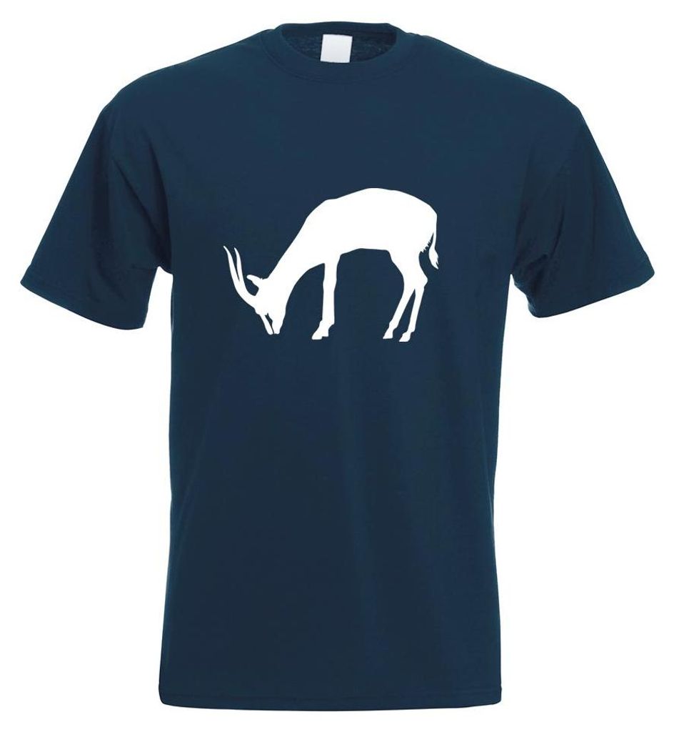 Kiwistar - T-Shirt - Navy - Gazelle Antilope Motiv Bedruckt Funshirt Design Print - mit Motiv Bedruckt - Funshirt Design - Sport - Freizeit - Herre...