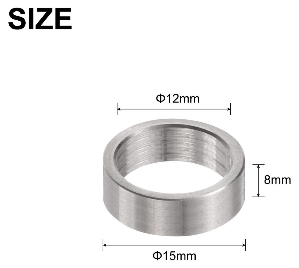 12 Stš¹ck Edelstahl-Abstandshalter 12 mm Bohrung x 15 mm Au?endurchmesser x 8 mm L?nge Schraubenbuchse Blanko-Finish Runder Metall-Distanzhš¹ls...