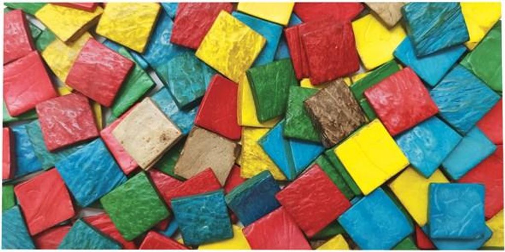EDUPLAY 370155 Quadrate aus Kokosnussschalen bunt 150g (150 g)