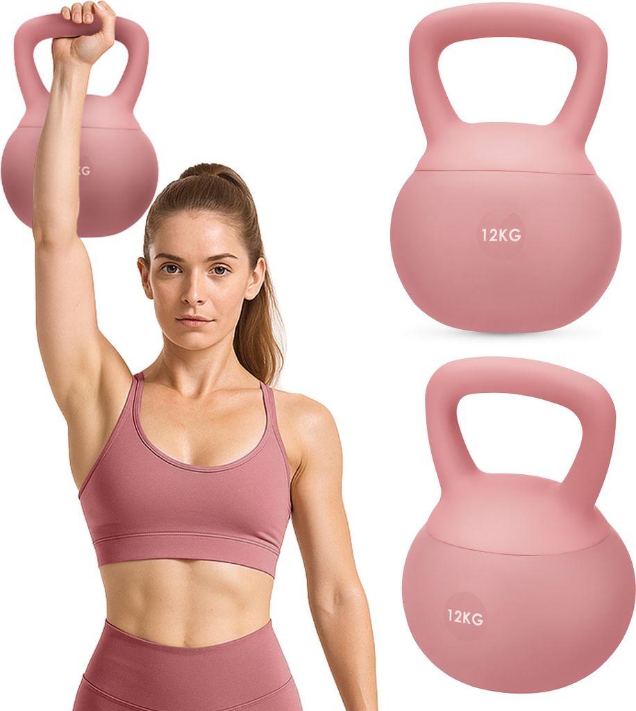 Gymtek Weiche Kettlebell Hantel - 12kg Gewicht - Kugelhantel, Schwunghantel, Kugelgewicht für Home Gym, Fitness, Pilates, Krafttraining
