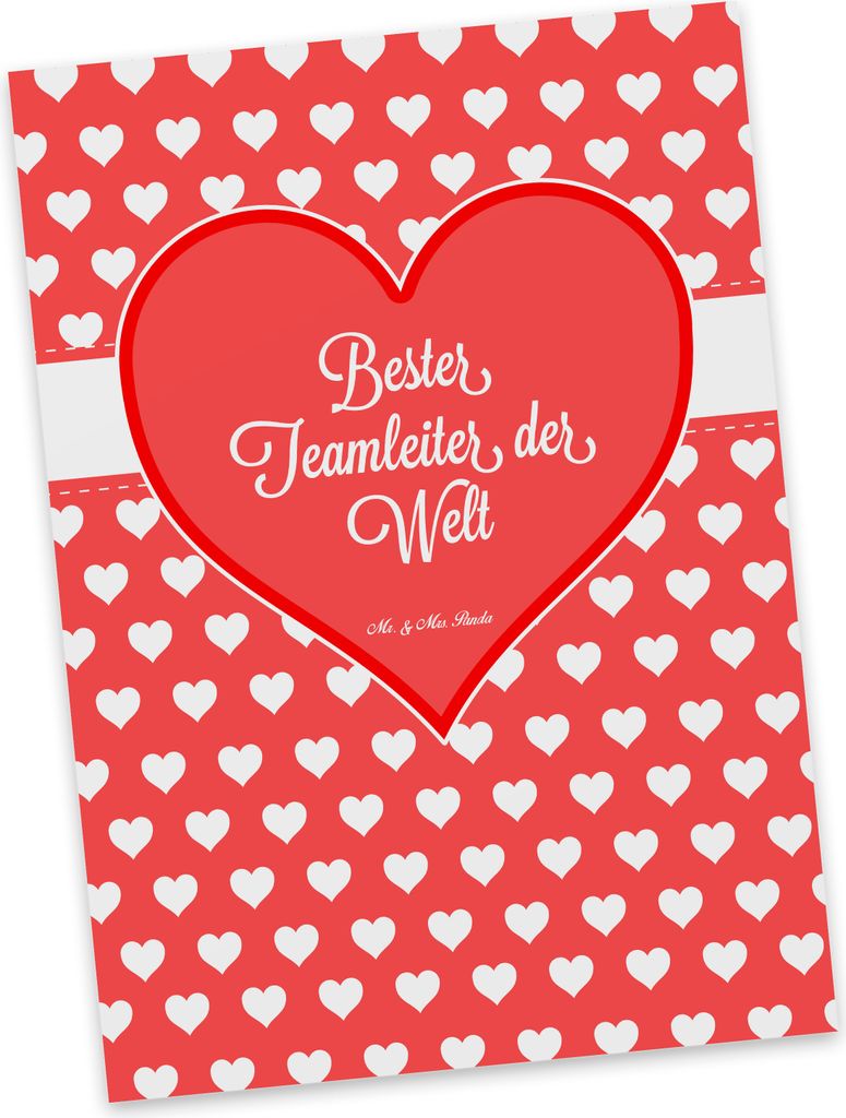 Mr. & Mrs. Panda Postkarte Teamleiter - Geschenk, Herz Liebe Verliebt Dankeschön Geburtstag Bester Beste Bedanken, Postkarten, Ansichtskarte, Gru...