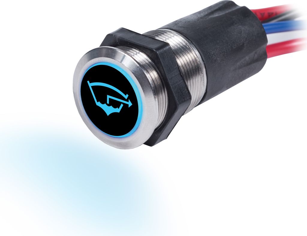BSS Taster Edelstahl 12V 15A Aus (Blau) -Ein (Rot)