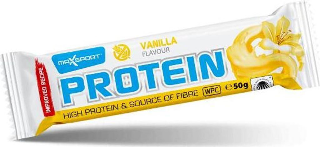 Max Sport Protein Bar 50 g vanilla / Riegel, Cookies & Brownies / Leckerer glutenfreier Proteinriegel für einen aktiven Lebensstil