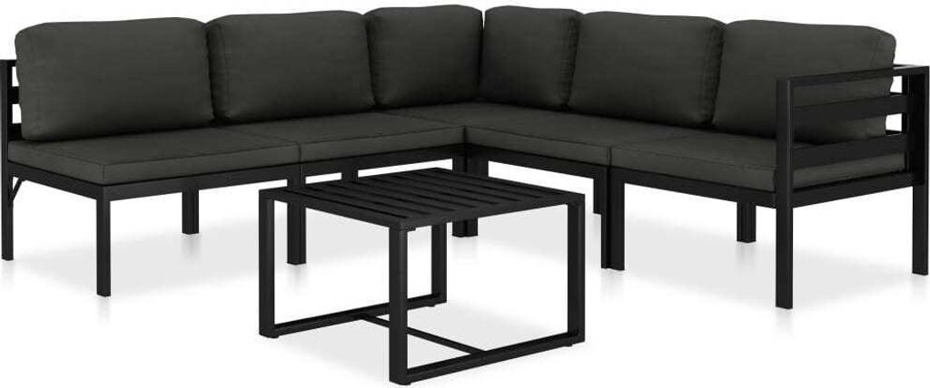 Cloris Designermöbel 6-tlg. Garten-Lounge-Set mit Kissen Aluminium Anthrazit 2024 Neu