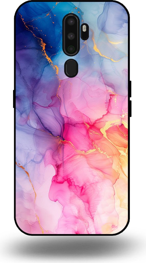 Smartphonica Handytasche passend für OPPO A5 2020 mit Marmordruck - TPU Rückendeckung Fall Marmor Design - Regenbogen