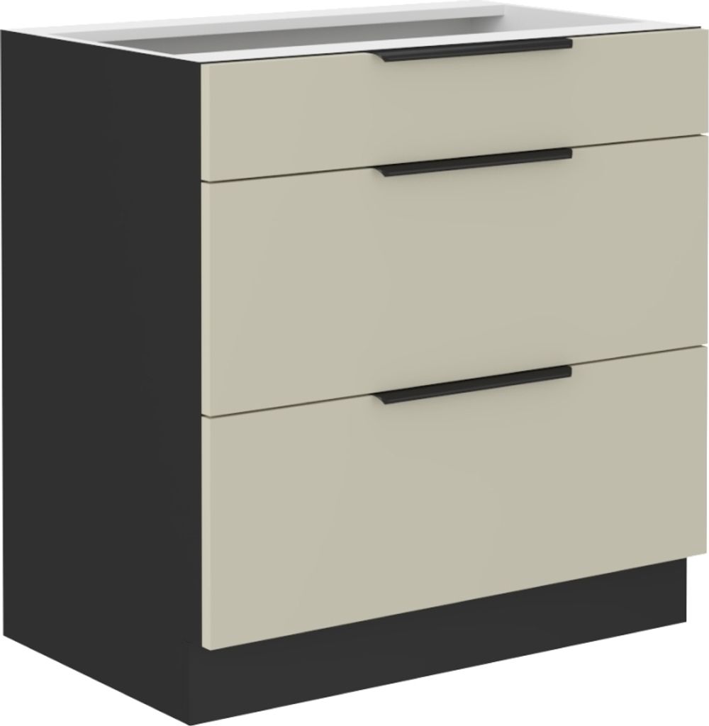 Kondela Unterer Küchenschrank Araka 80 D 3S BB – Kaschmir / Schwarz