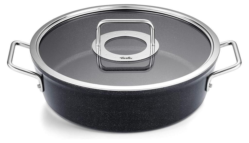 Fissler Adamant / Aluminium-Bräter (Ø 24 cm, 3,1L) Bratentopf-beschichtet mit Glas-Deckel, antihaftend - Induktion