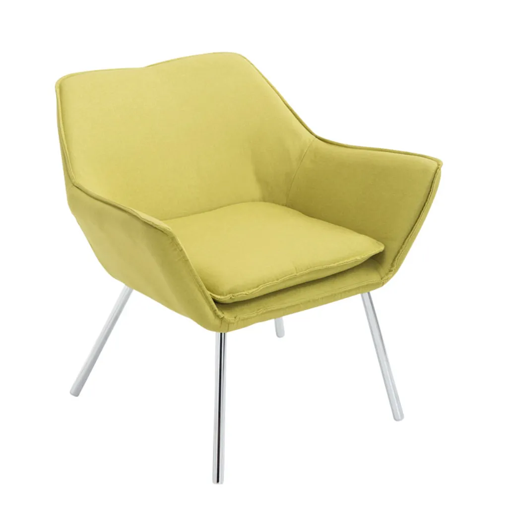 Chaise lounger Caracas en tissu vert avec piètement en métal CLP