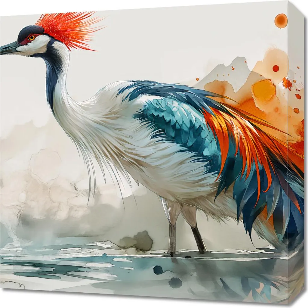 Quadro Moderno Gru Acquerello 50x50 - Decorazione Parete Design Zen