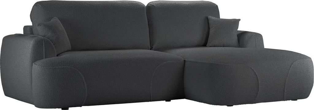 Rechtsseitiges Ecksofa Satell mit Schlaffunktion-Teddy granite
