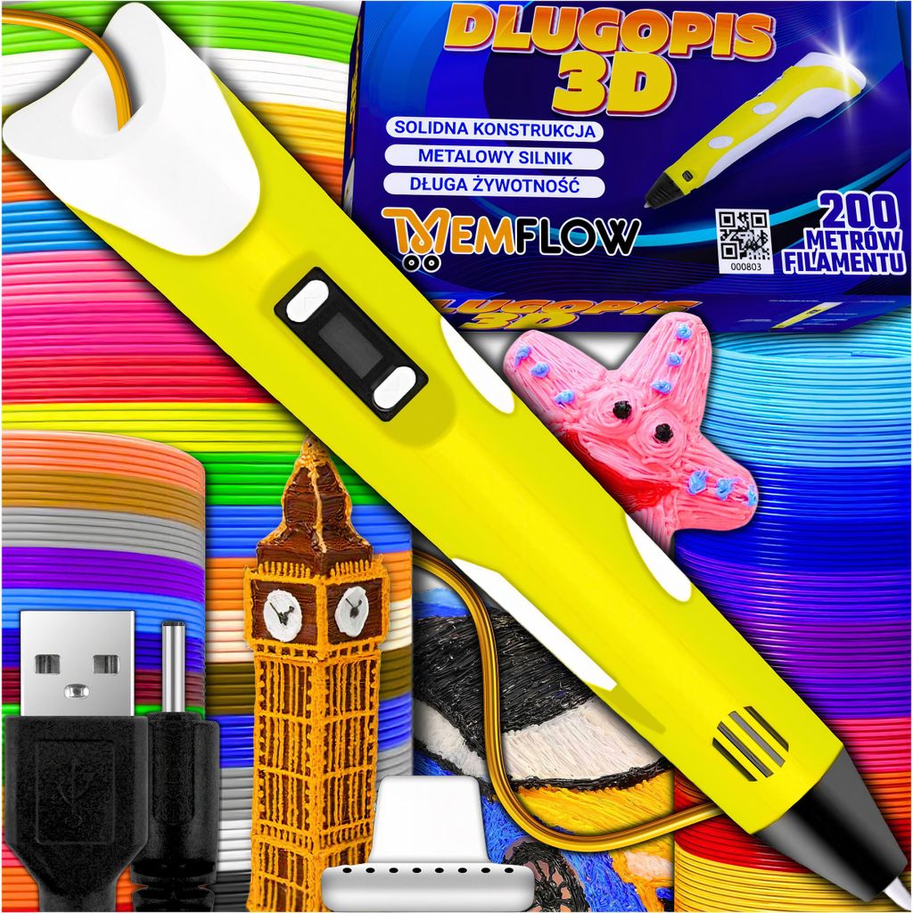 Długopis 3D z wyświetlaczem LCD i wkładami 200 m, PLA i ABS Zdjęcie produktu 