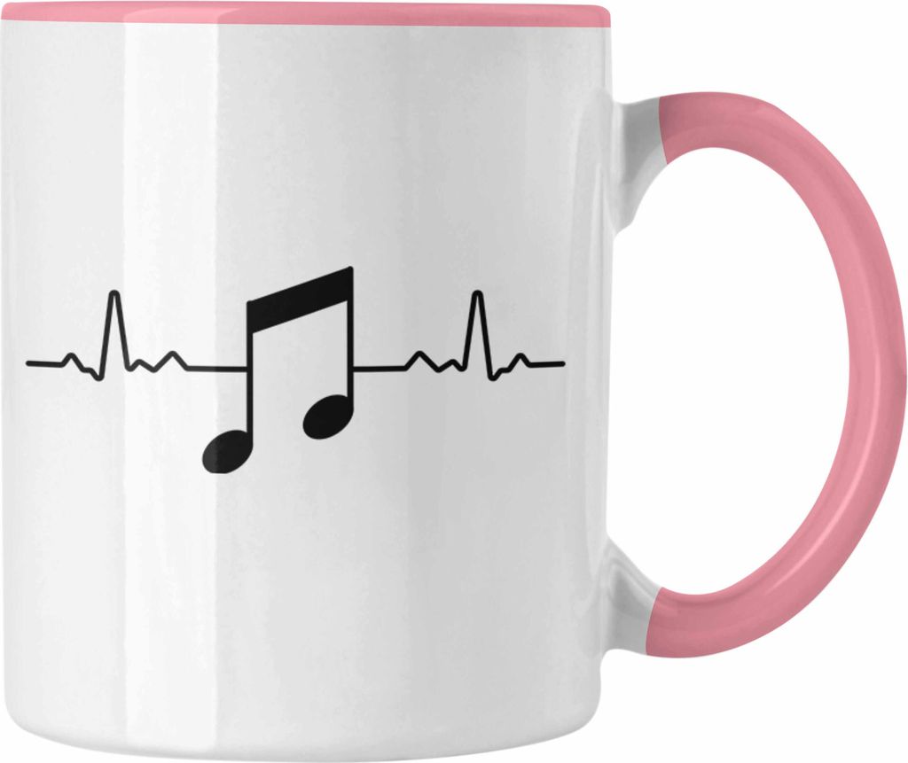 Trendation - Musiker Tasse Musikliebhaber Musik Musiklehrer Geschenk Geschenkidee Musiklehrerin Coach Geschenkideen Herzschlag (Rosa)