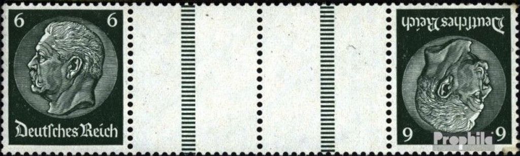 Briefmarken Deutsches Reich 1936 Mi KZ22.2, Abstand 21 mm mit Falz Hindenburg WZ 4
