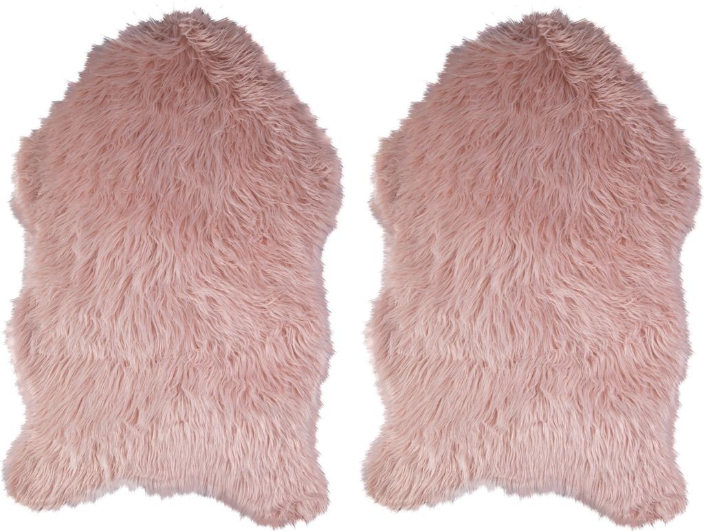 Kunstfell - 90 x 60 cm - Rosa - 2er Set