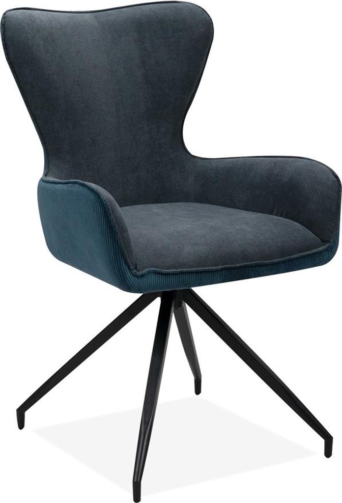 finori Blake 70A Stuhl, 2er-Set, Cord dunkelblau + Stoff Produktbild 
