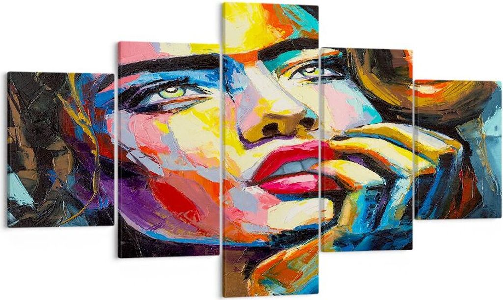 Bild auf Leinwand - Leinwandbild - Mädchen Gesicht - 125x70cm - Wand Bild - Wanddeko - Wandbilder - Leinwanddruck - Bilder - Kunstdruck - Wanddeko...