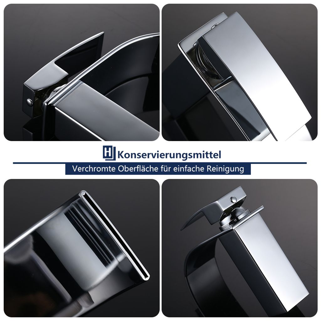 Homelody Wasserhahn Bad wasserfall，Waschtischarmatur mit Produktbild 12