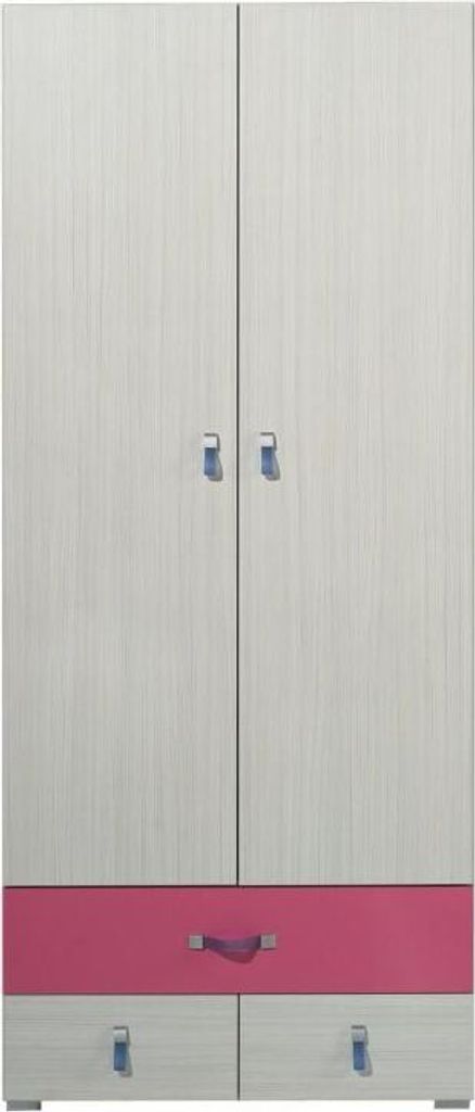 Kinderkleiderschrank Rosa / Weiß 190x80x50 cm