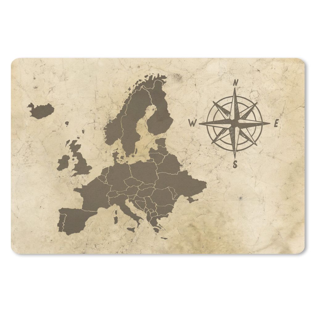 MuchoWow Mauspad Mousepad Karte - Europa - Kompass 27x18 cm - Mousepads - Maus Mat - Pad - Mausunterlage - Büroartikel - Desk Matten