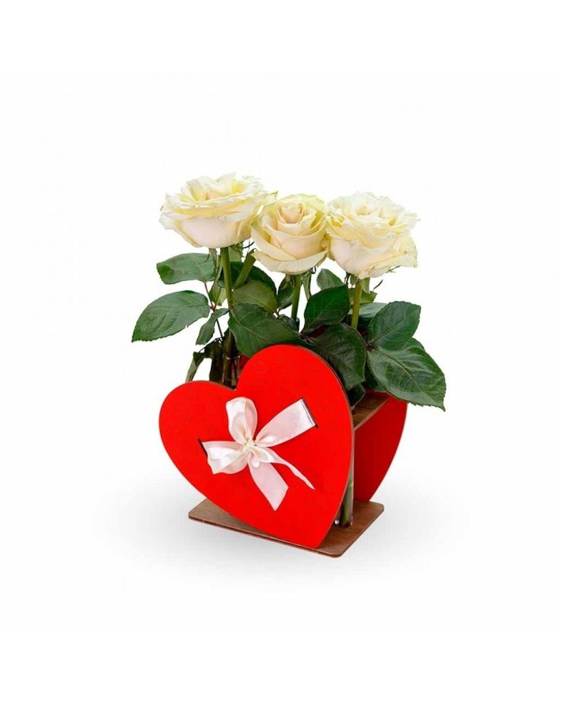 EWA Eco-Wood-Art - 3D-Holzpuzzles für Interieur und Design - Dekovase 'Heart' - Souvenir, Geschenk, Küche, Wohnkultur, Interieur - 12 Stück