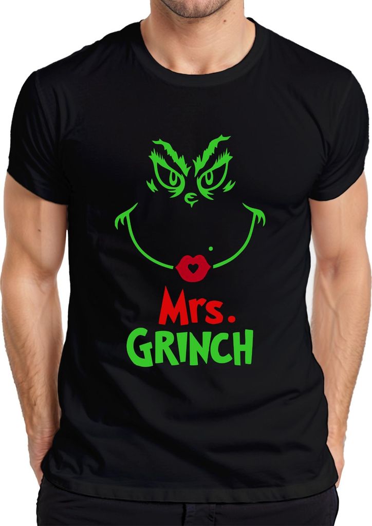 Mrs. GRINCH Weihnachten Lustig Weihnachtsfrau Grinch Geschenk Herren T-Shirt, Schwarz, L