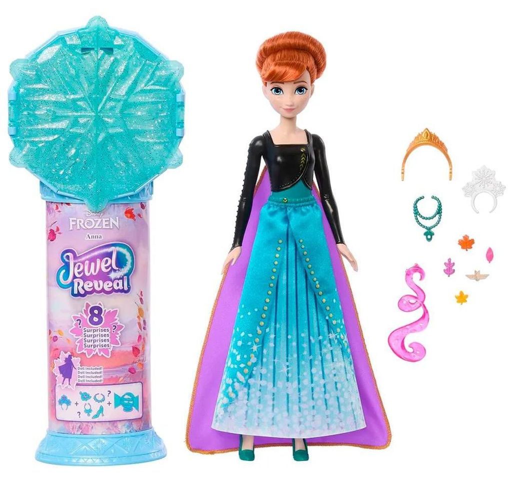 Jewel Reveal Anna doll, Frozen, accessories with 8 Immagine del prodotto 