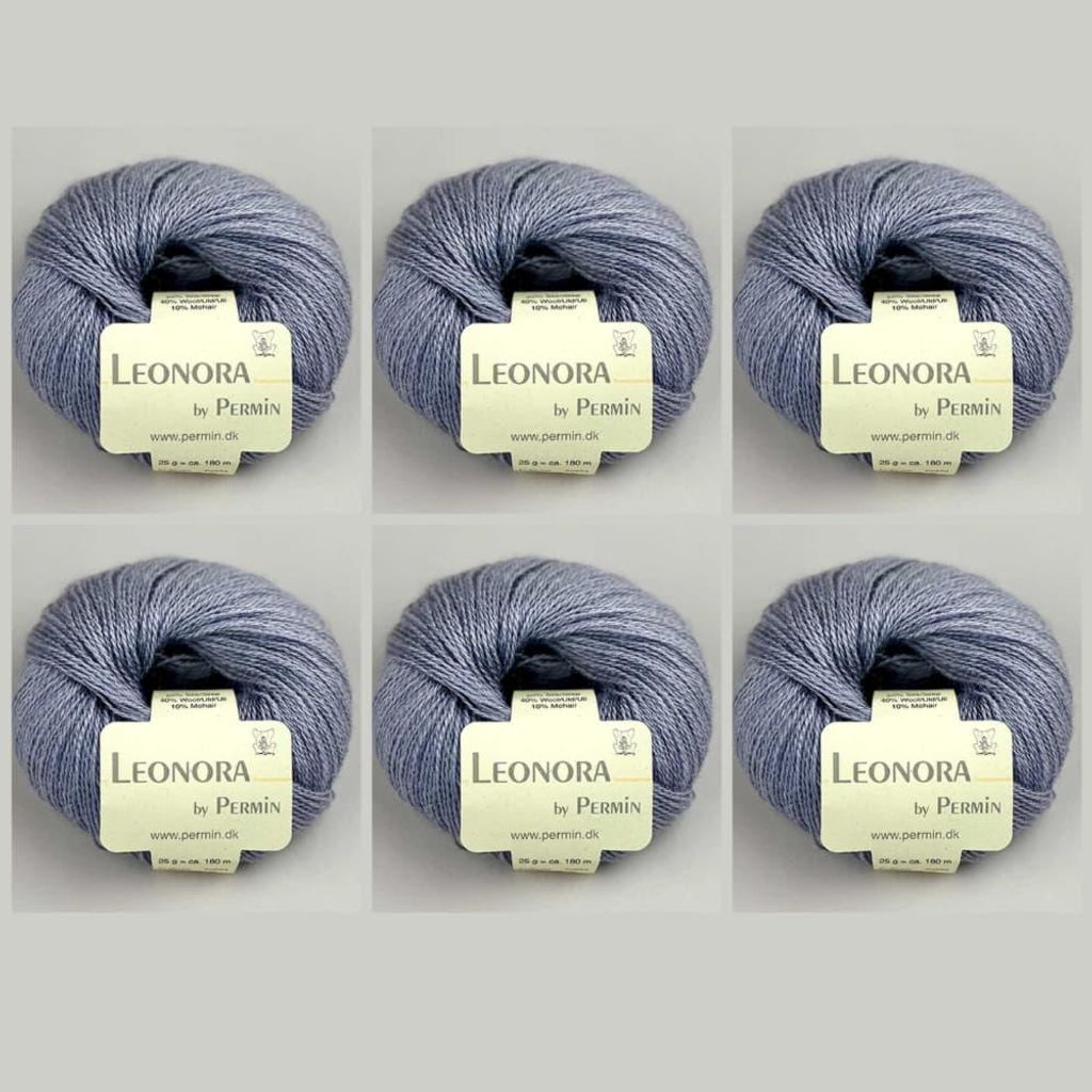 6x Leonora by Permin – Edles Seide-Wolle-Mohair-Garn (41 nebelwald)