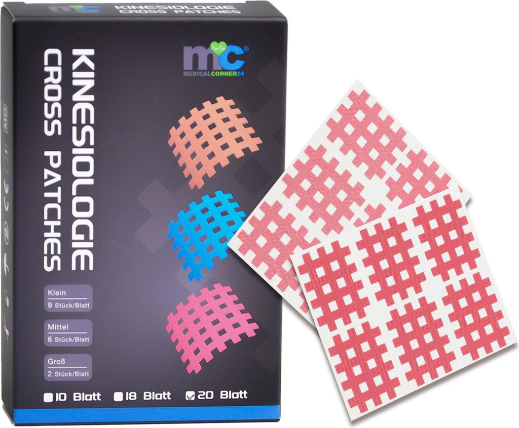 Medicalcorner24 Gittertapes – Cross Patches 3,6 x 2,8 cm, 20 Bögen à 6 Stück, pink