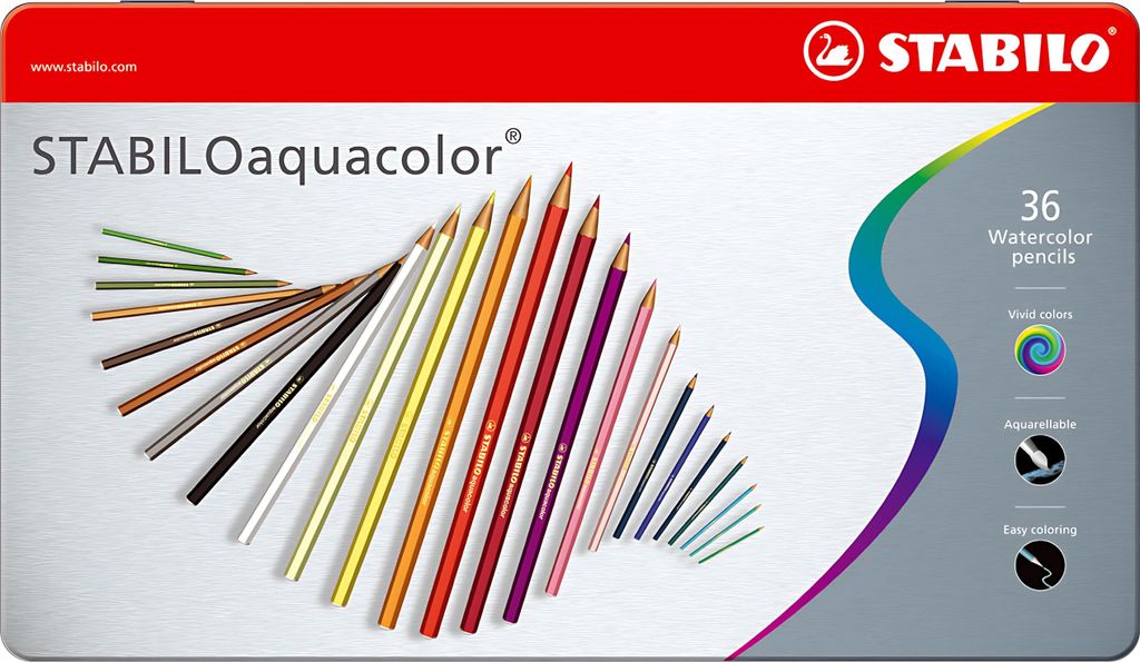 STABILO Aquarell-Buntstift aquacolor, 36er Metall-Etui Immagine del prodotto 