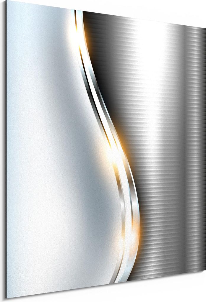 DEQORI Alu-Dibond Bild Weiß 50x50 cm 'Elegantes Vektordesign' Wandbild Metall dünn Design