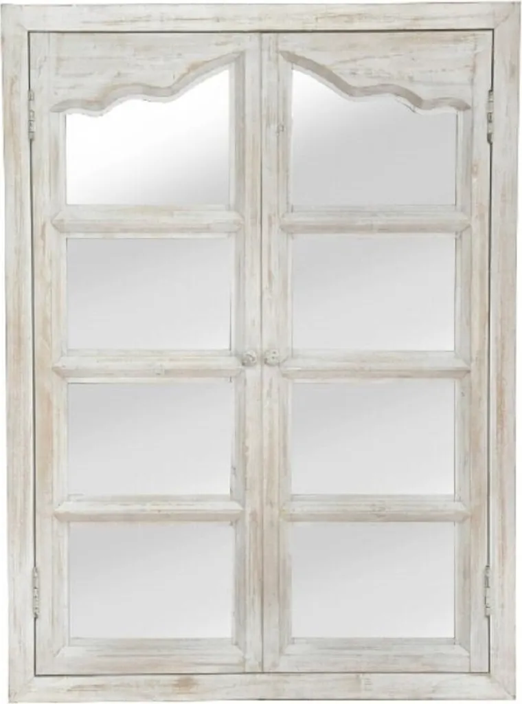 Miroir fenêtre décoratif pour agrandir salon ou entrée blanc antique