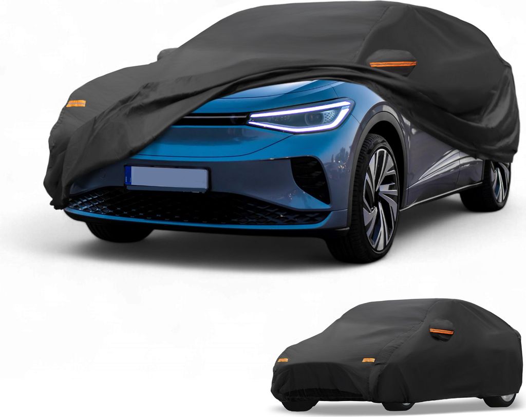 Autoabdeckung Wasserdicht Alle Wetter Sonne Regen Schutz Vollst?ndige Au?enabdeckung fš¹r Volkswagen ID.5 2021-2024 210D-PU Schwarz mit Reflektie...