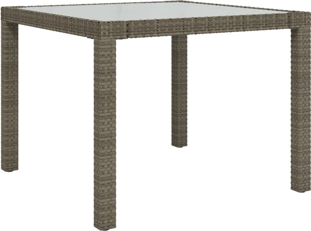 vidaXL Gartentisch 90x90x75 cm Gehärtetes Glas Poly Rattan Produktbild 
